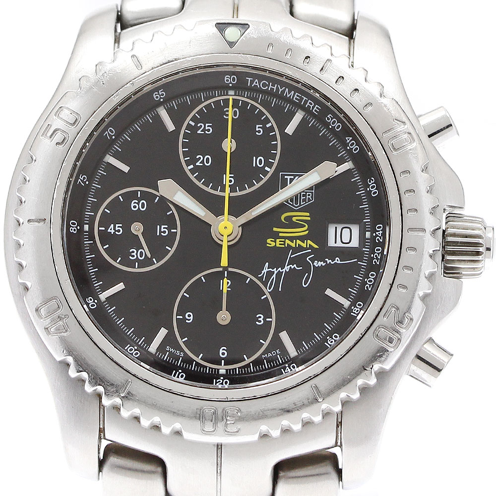 タグホイヤー TAG HEUER CT2115 リンク アイルトン・セナ限定モデル クロノグラフ 自動巻き メンズ 保証書付き_905519【中古】