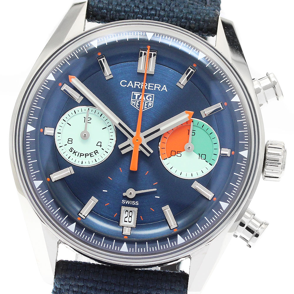 タグホイヤー TAG HEUER CBS2213 カレラ スキッパー クロノグラフ 自動巻き メンズ 良品 箱・保証書付き_913544【中古】