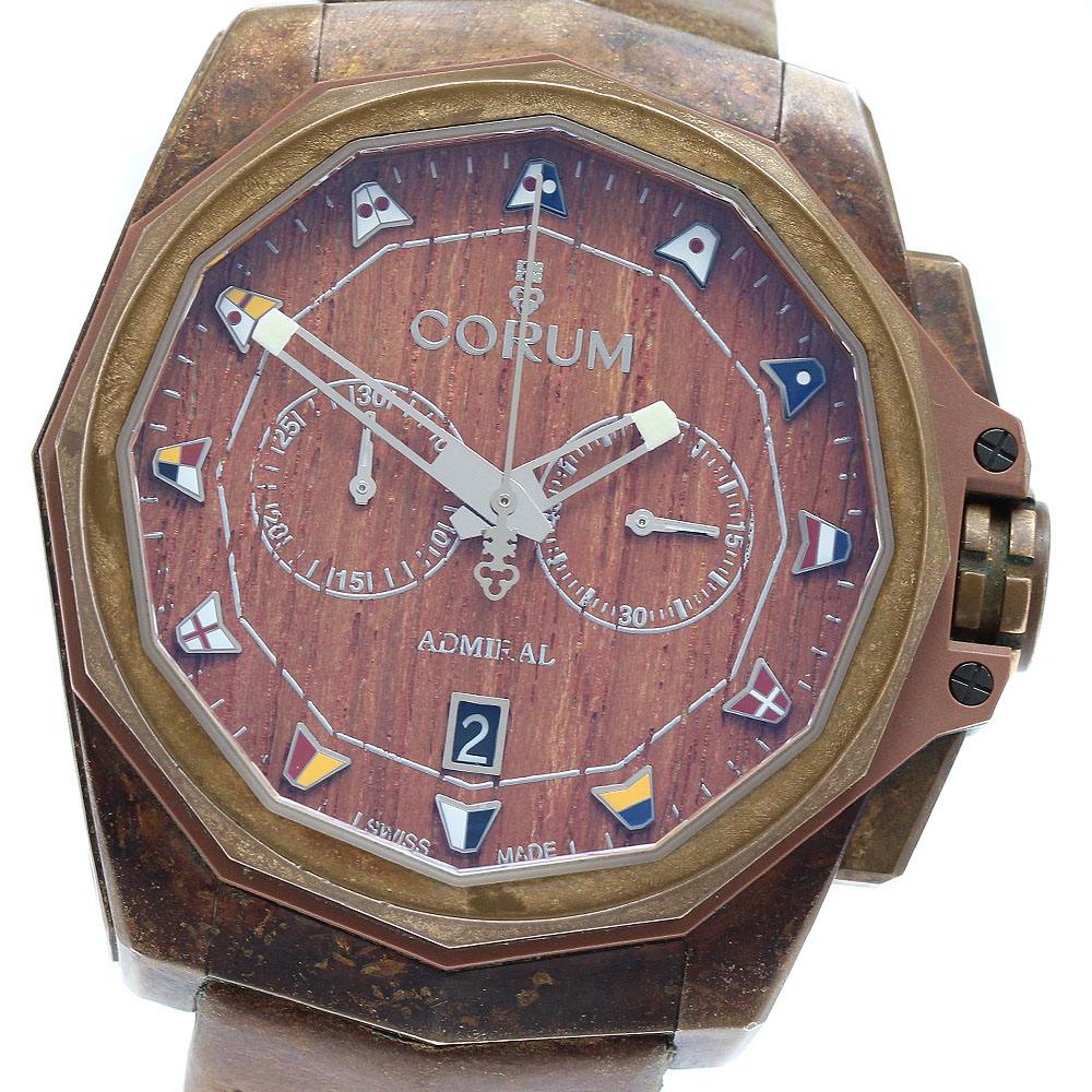 コルム CORUM 116.200.53/0F62 AW01 アドミラルズカップ クロノグラフ ブロンズ 12角形 ウッド文字盤 自動巻き メンズ 保証書付き_909577【中古】