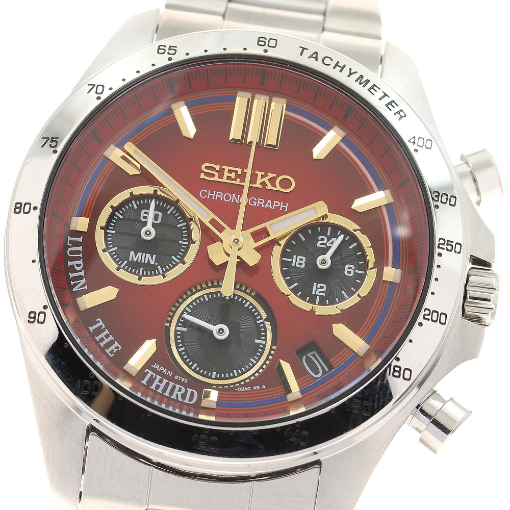 セイコー SEIKO 8T63-02X0 ルパン三世×セイコー オフィシャルウオッチ 世界3000本限定 クォーツ メンズ 箱・保証書付き_913700【中古】