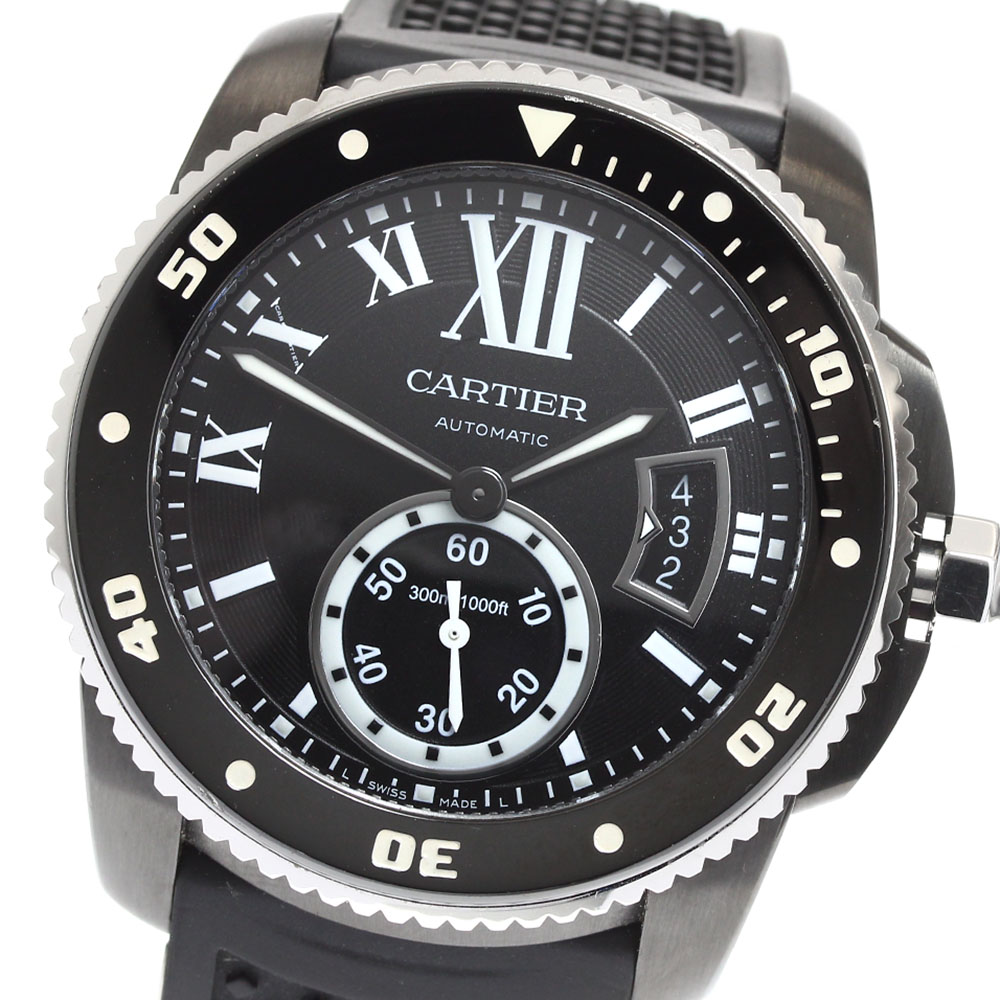 訳あり カルティエ CARTIER WSCA0006 カリブル ドゥ カルティエ ダイバー デイト 自動巻き メンズ 保証書付き_907722【ev15】【中古】