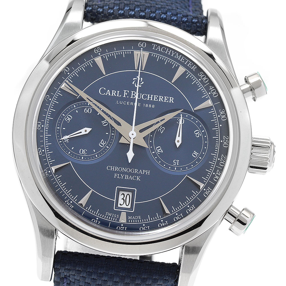 カール F.ブヘラ CARL F.BUCHERER 00.10919.08.53.01 マネロ フライバック デイト クロノグラフ 自動巻き メンズ 極美品 保証書付き_909634【中古】