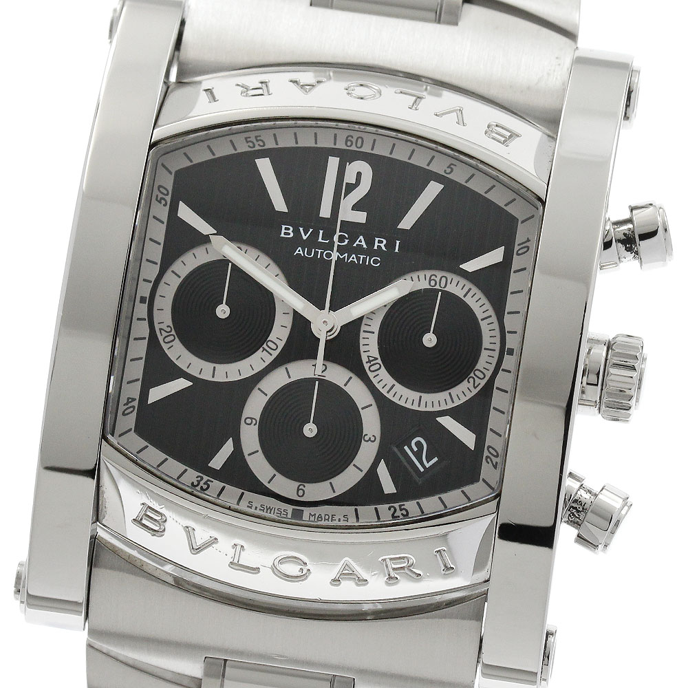 ブル小峡谷 BVLGARI AA48SCH アショーマ クロノグラフ デイト 自動小銃一巻き メンズ 良品 _913817【中古】