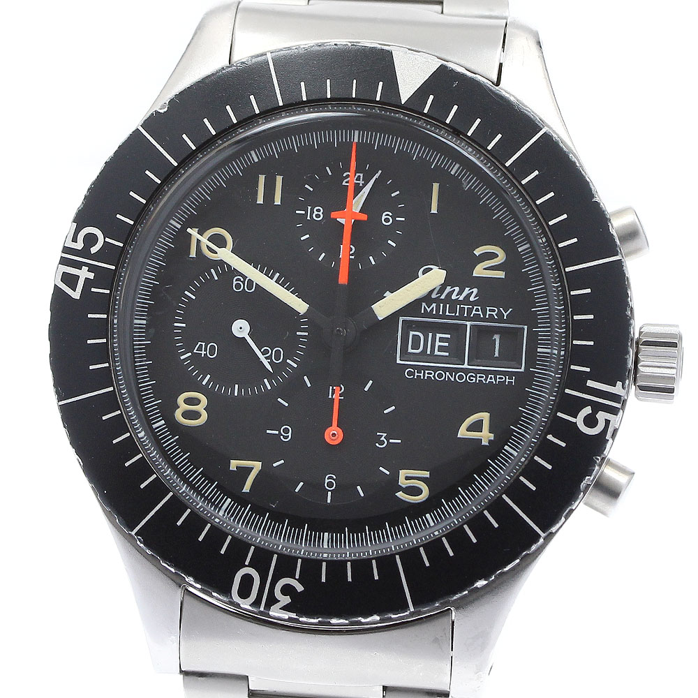 ジン Sinn 156.B ミリタリー 飛行士 クロノグラフ デイデイト 自動小銃一巻き メンズ _912249【中古】