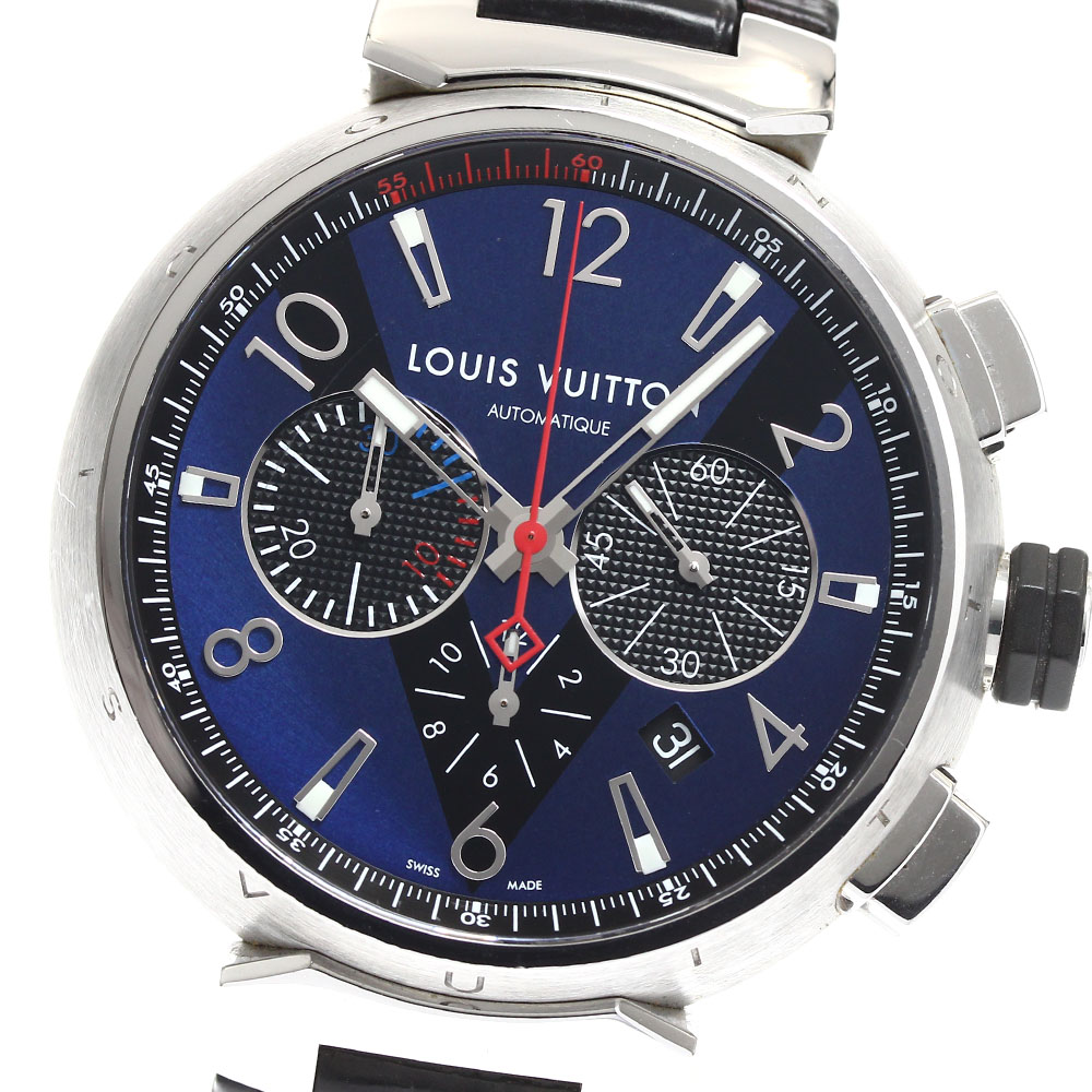 ルイ・ヴィトン LOUIS VUITTON Q102V タンブール クロノグラフ 自動小銃一巻き メンズ _914727【中古】