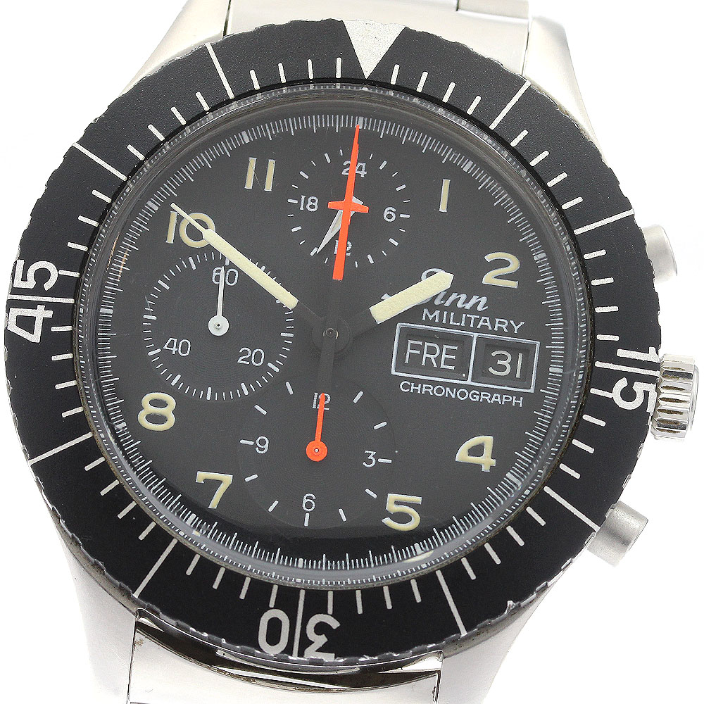 ジン Sinn 156.B ミリタリー 飛行士 クロノグラフ デイデイト 自動小銃一巻き メンズ _914437【中古】
