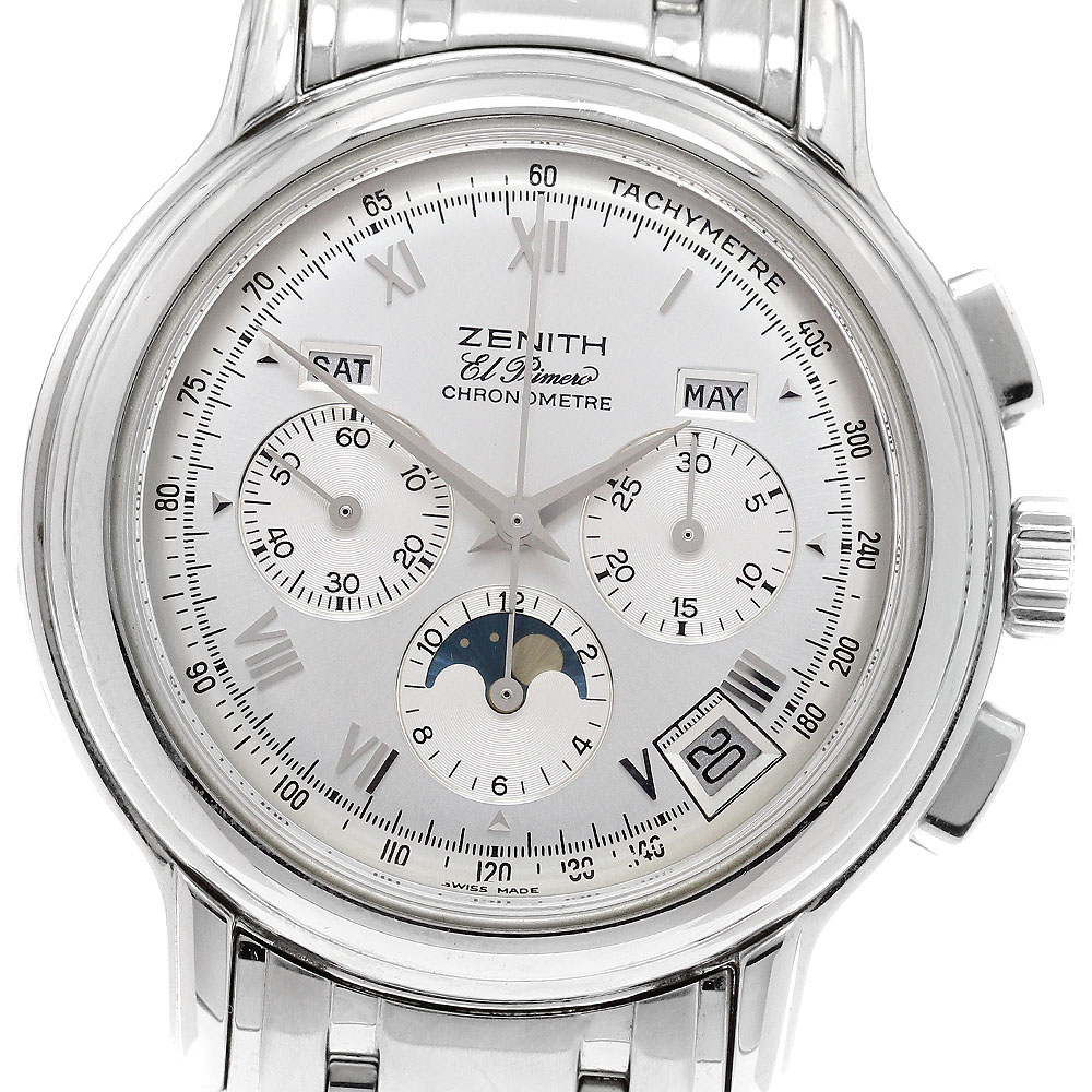 ゼニス ZENITH 02.0240.410 クロノマスター エルプリメロ ムーンフェイズ クロノグラフ トリプルカレンダー 自動巻き メンズ _917350【中古】