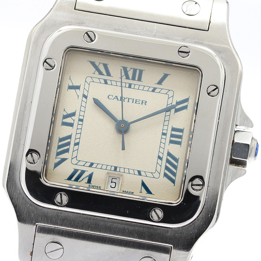 カルティエ CARTIER W20018D6 サントスガルベLM デイト 観音バックル クォーツ メンズ _908431【中古】
