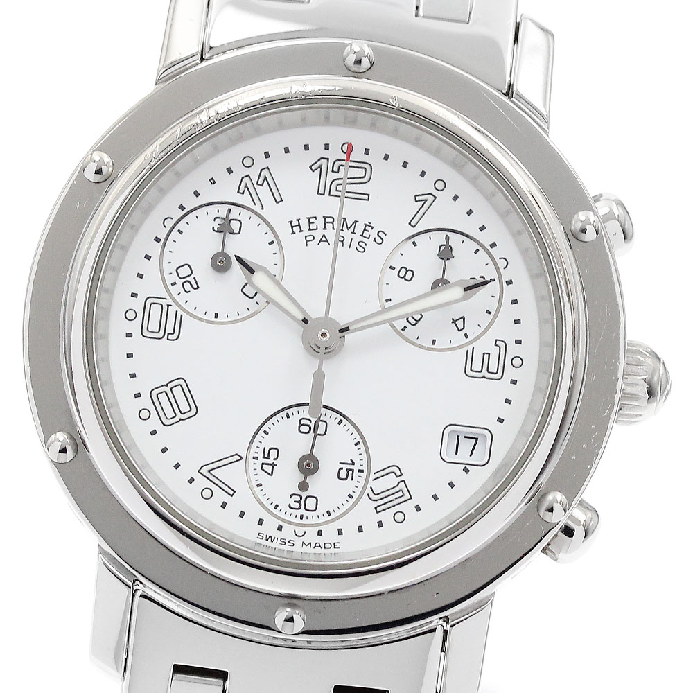 エルメス HERMES CL1.310 クリッパークロノ デイト 石英 レディース 御墨付き付き添い人_915329【中古】