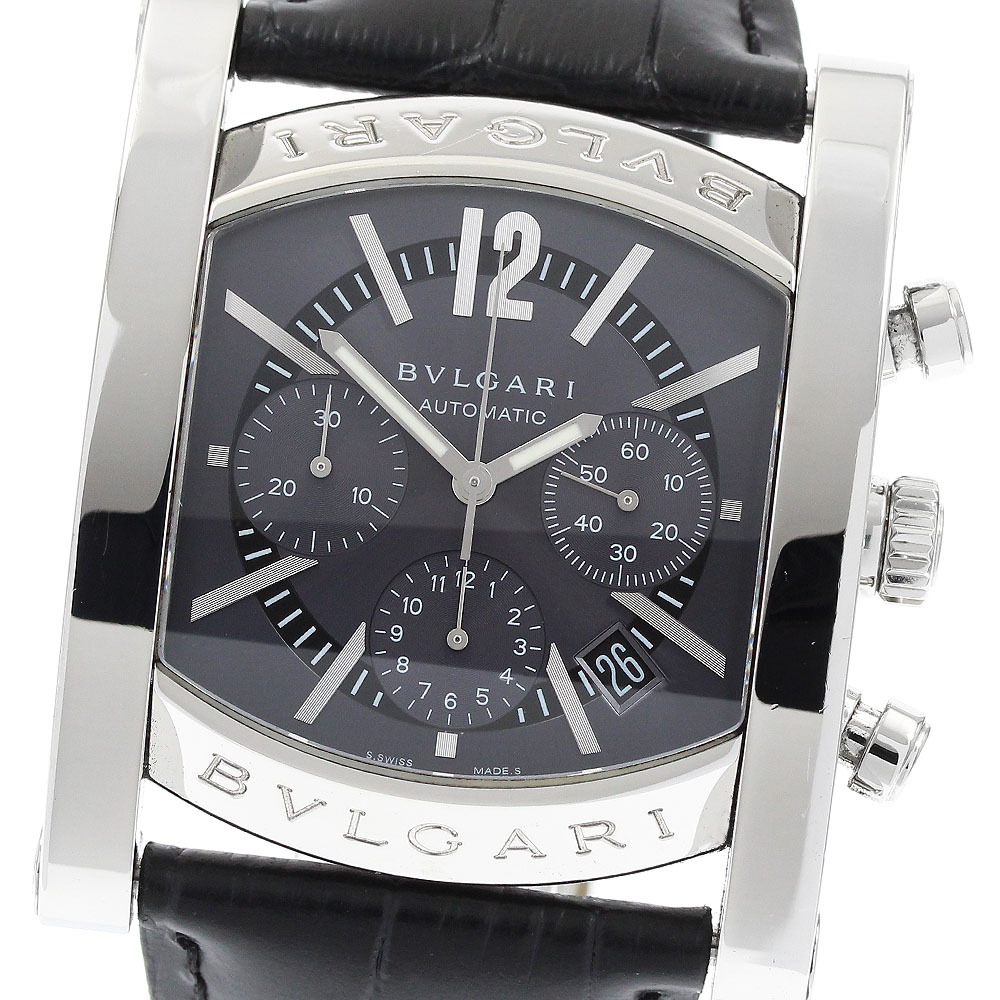 ブル小峡谷 BVLGARI AA48SCH アショーマ クロノグラフ デイト 自動小銃一巻き メンズ 良品 _906918【中古】