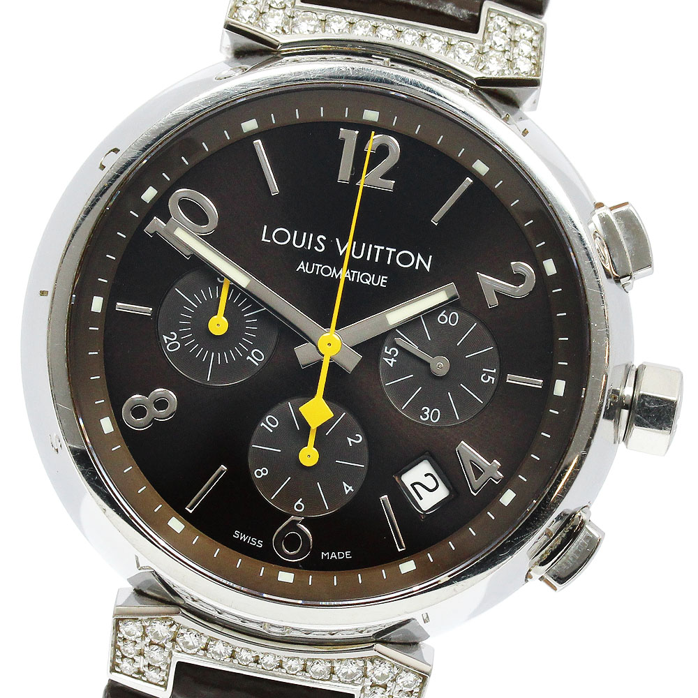 ルイ・ヴィトン LOUIS VUITTON Q112G タンブール クロノグラフ ラグダイヤ 自動小銃一巻き メンズ _916768【電子ボルト15】【中古】