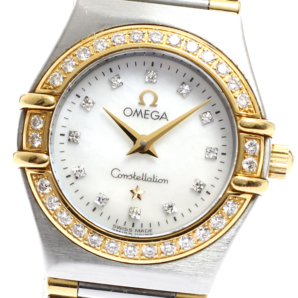 オメガ OMEGA 1367.75 コンステレーション ミニ ダイヤベゼル 12Pダイヤ クォーツ レディース 保証書付き_919307【中古】
