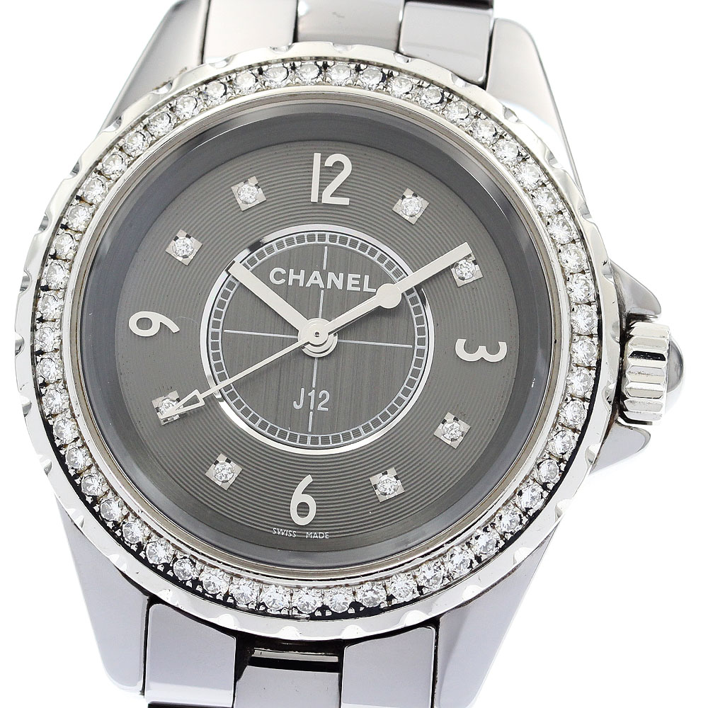 シャネル CHANEL H2565 J12 クロマティック 33ミリ ダイヤベゼル 8P クォーツ レディース 良品 保証書付き_916840【中古】