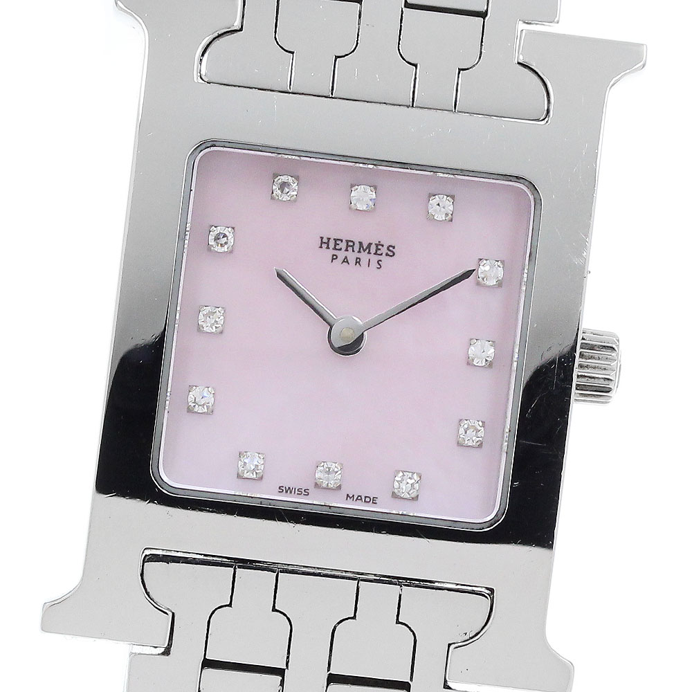 エルメス HERMES HH1.210 Hご覧なさる 12P金剛石 石英 レディース _917392【電子ボルト10】【中古】