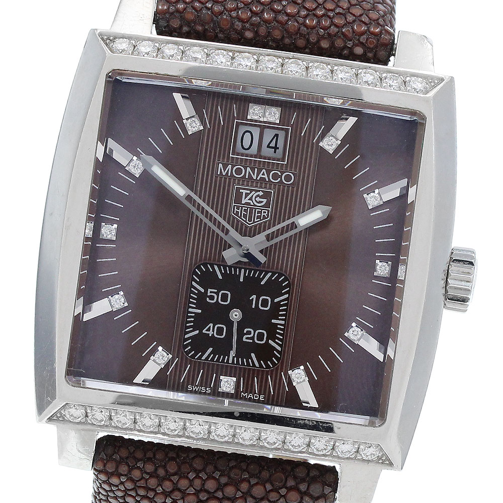 タグホイヤー TAG HEUER WAW1316 モナコ レディ グランドデイト 13P ダイヤベゼル クォーツ レディース _918483【中古】