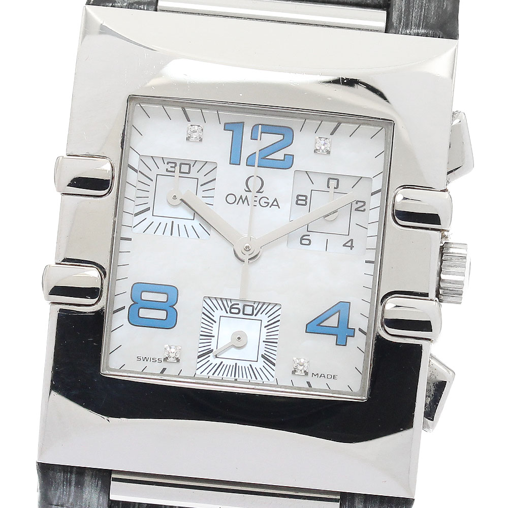 胴締め訳あり ゼロ OMEGA 1841.76.61 コンステレーション クアドラ 4P金剛石 クロノグラフ 石英 レディース 内箱付き添い人_888374【中古】