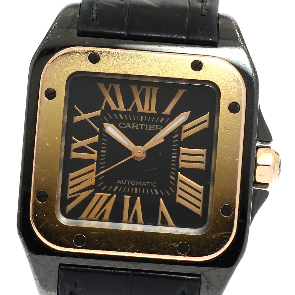 カルティエ CARTIER W2020007 サントス100 MM K18PGベゼル 自動小銃一巻き ボーイズ _920149【中古】