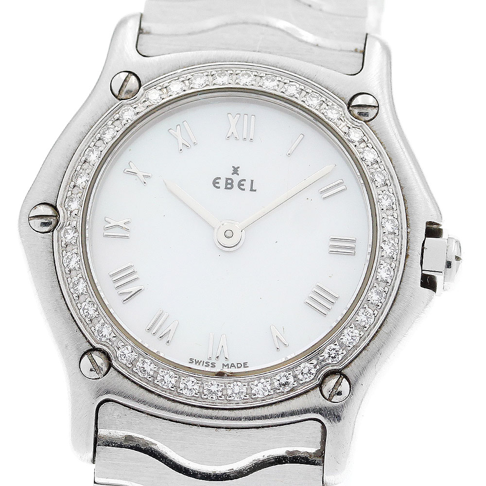 エベル EBEL E9157114 クラシックウェーブ ダイヤベゼル クォーツ レディース 箱・保証書付き_919237【中古】