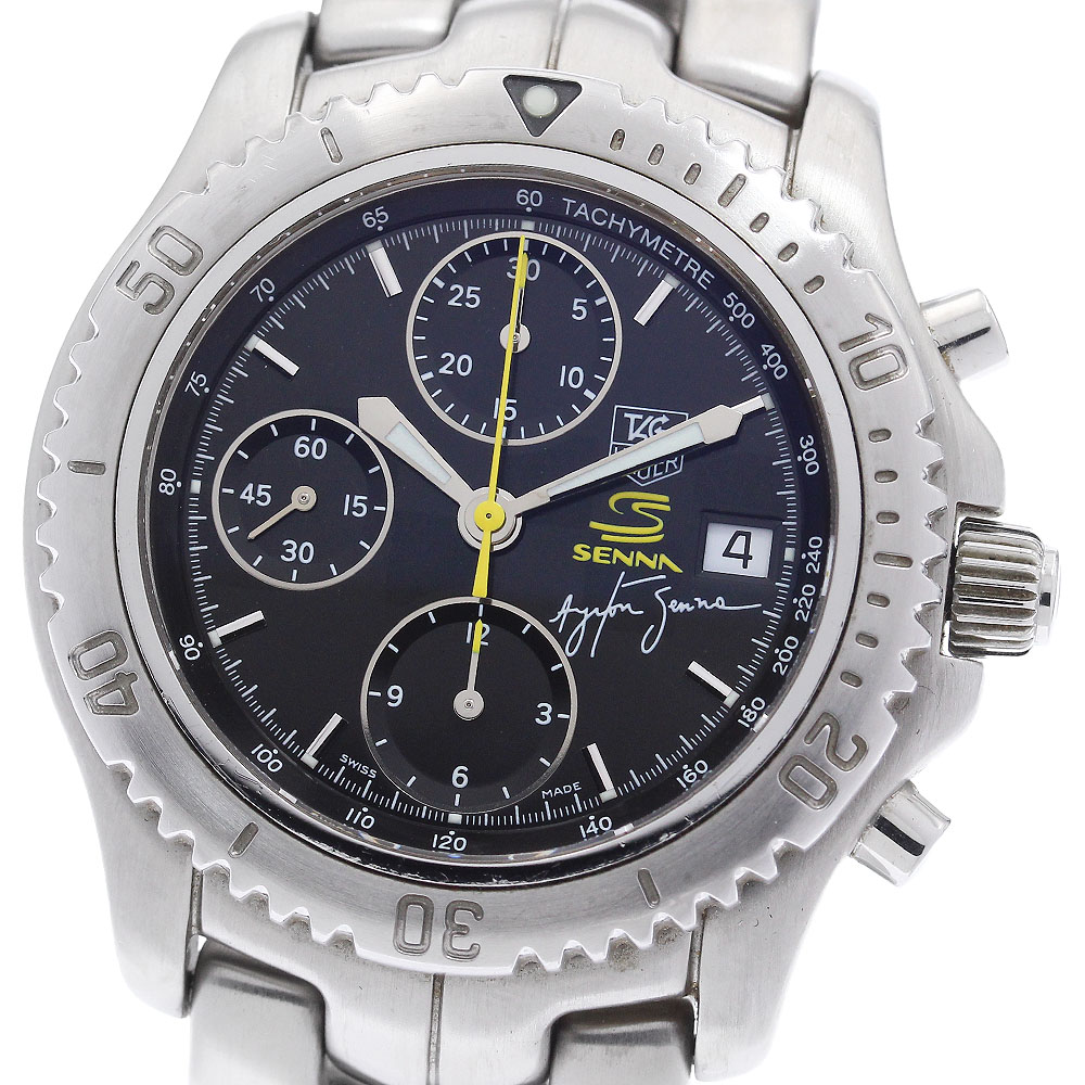タグホイヤー TAG HEUER CT2115 リンク アイルトン・セナ限定モデル デイト クロノグラフ 自動巻き メンズ 良品 _919636【中古】 71,390円