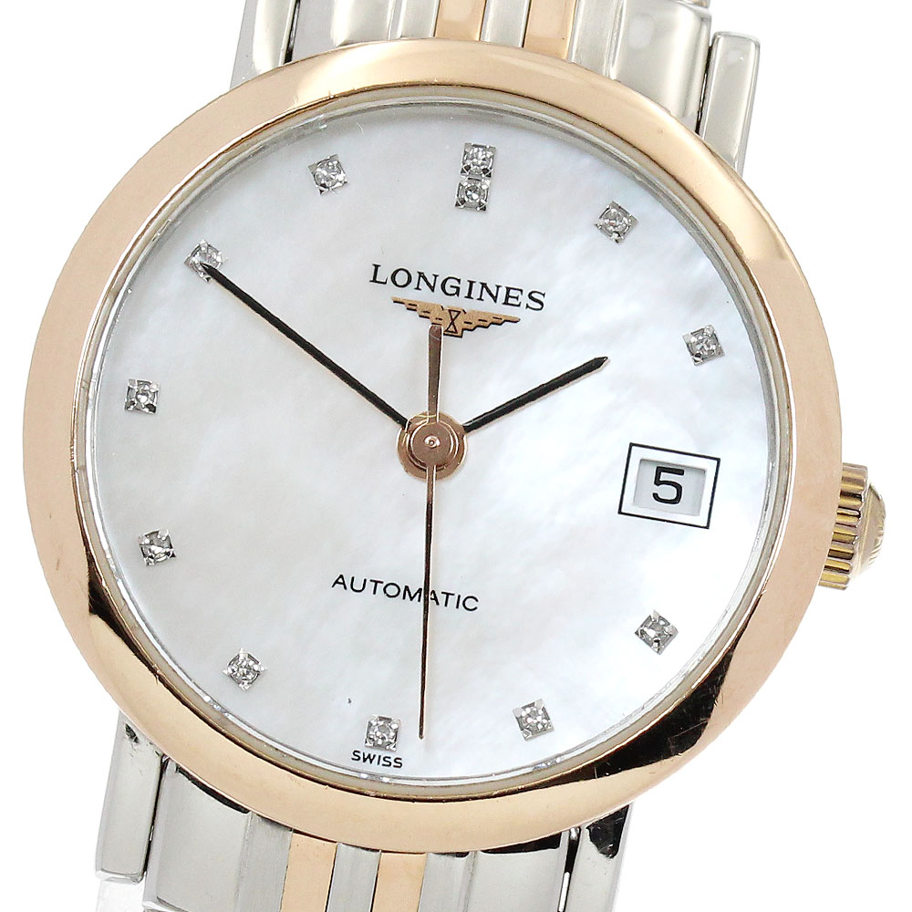 ロンジン LONGINES L4.309.5 窈窕たる 寄せ合わせ 12P金剛石 貝殼 自動小銃一巻き レディース _920735【中古】