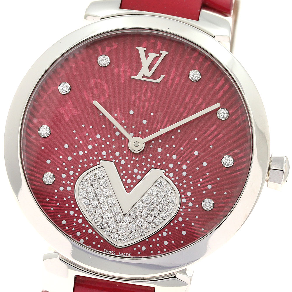 ルイ・ヴィトン LOUIS VUITTON Q1G09 タンブール クールV MM 8P ダイヤ クォーツ レディース 良品 _917623【中古】