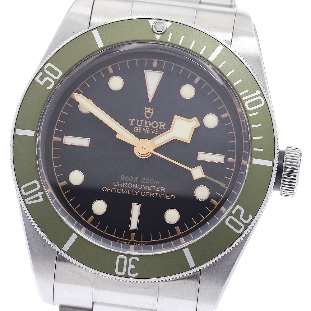 チュードル TUDOR 79230G ヘリテージ ブラックベイ グリーンベゼル ハロッズ限定 自動巻き メンズ 良品 保証書付き_920028【中古】