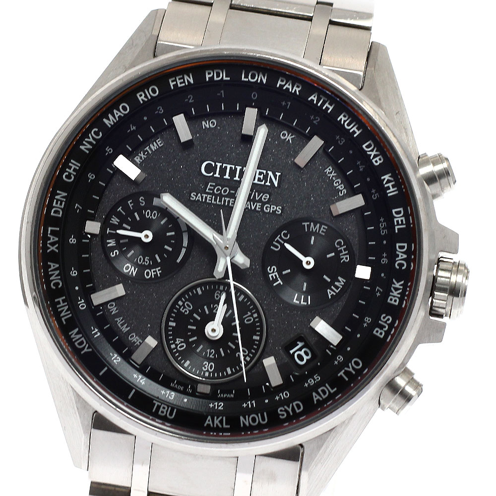 シチズン CITIZEN F950-T024530/CC4000-59E アテッサ サテライトウェーブ デイデイト ソーラー電波 メンズ 箱・保証書付き_920419【中古】