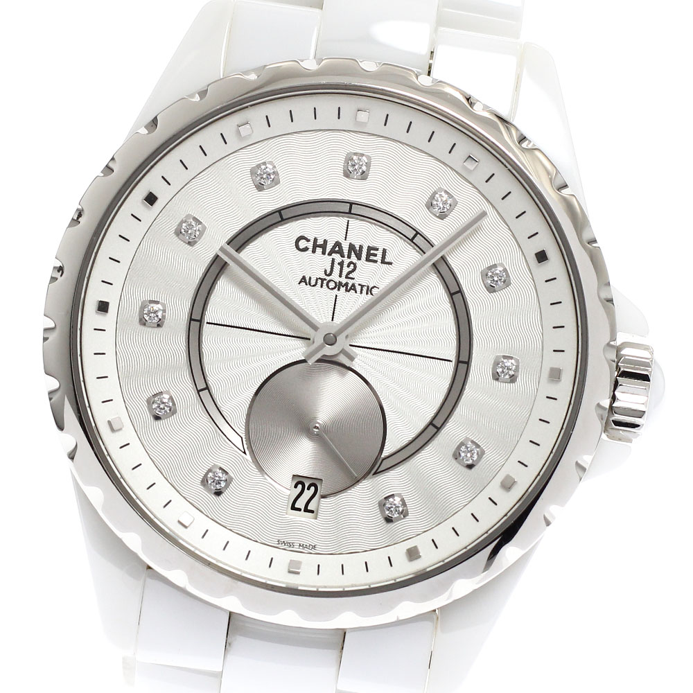 シャネル CHANEL H4345 J12 白陶器 11P金剛石 デイト 自動小銃一巻き ボーイズ 良品 _917826【中古】