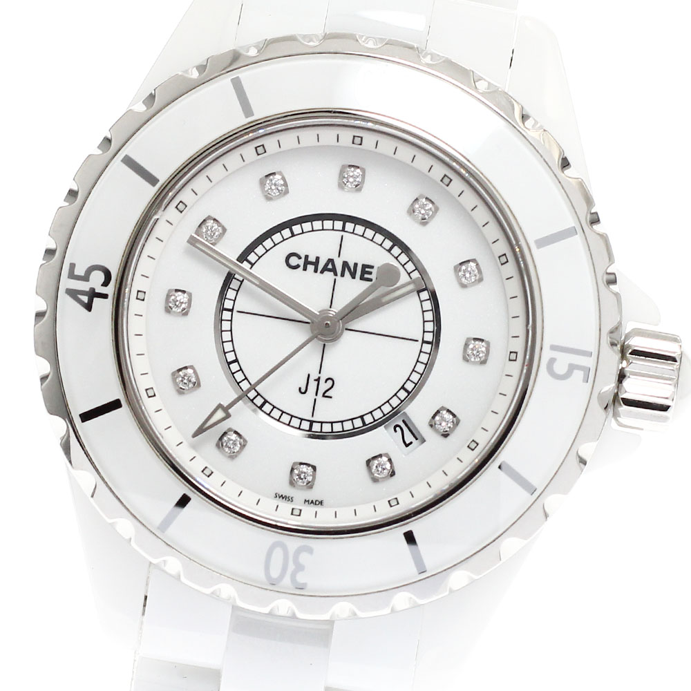 シャネル CHANEL H1628 J12 白セラミック 12Pダイヤ クォーツ レディース _894146【中古】