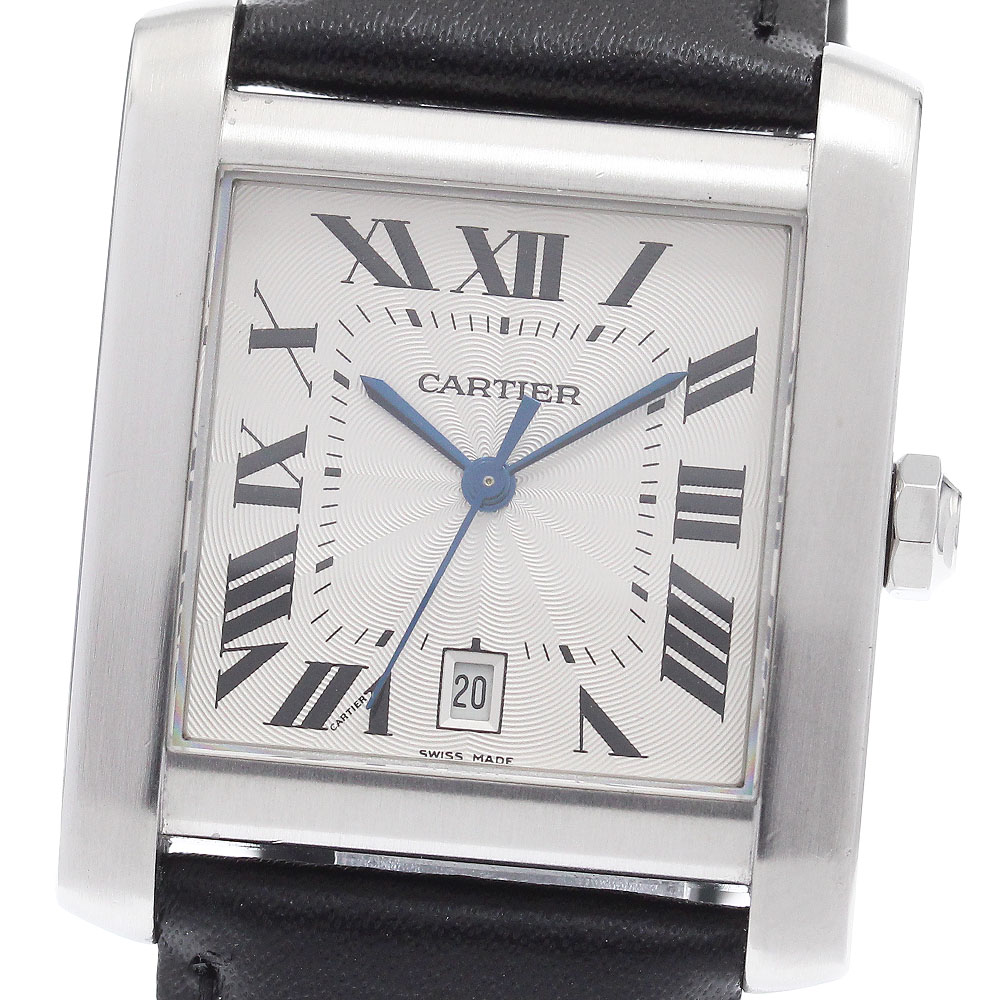 訳あり カルティエ CARTIER W5101755 タンクフランセーズXXL デイト 自動小銃一巻き メンズ お墨付き付き添い人_910147【中古】