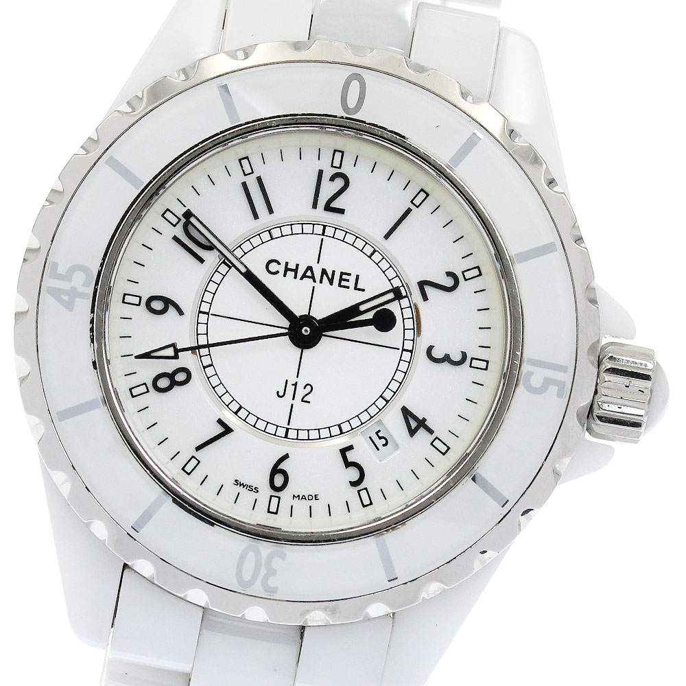 シャネル CHANEL H0968 J12 33ｍｍ 白セラミック デイト クォーツ レディース 良品 保証書付き_922101【中古】 163,900円