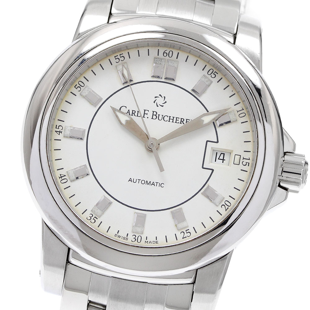 長い巻き毛 F.ブヘラ CARL F.BUCHERER 10617.08A パトラビ デイト 自動小銃一巻き メンズ 良品 _922786【中古】