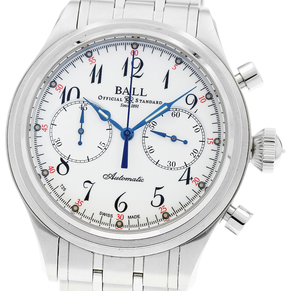 ボールウォッチ BALLWATCH CM1052D トレインマスター キャノンボール クロノグラフ 自動巻き メンズ 美品 箱付き_930450【中古】