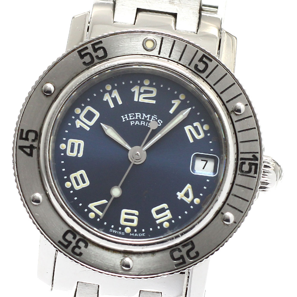 エルメス HERMES CL5.210 クリッパー デイト 石英 レディース 内箱・御墨付き付き添い人_923090【中古】