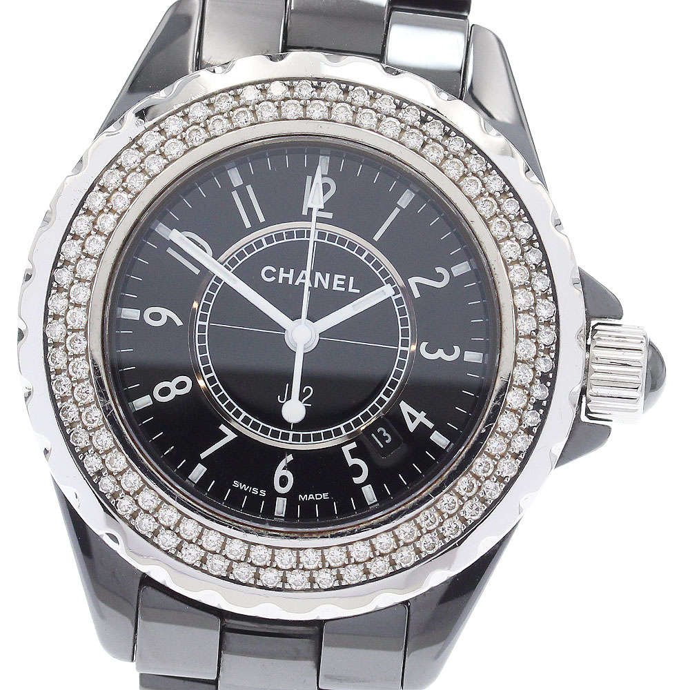 シャネル CHANEL H0949 J12 黒セラミック ダイヤベゼル クォーツ レディース _922403【中古】