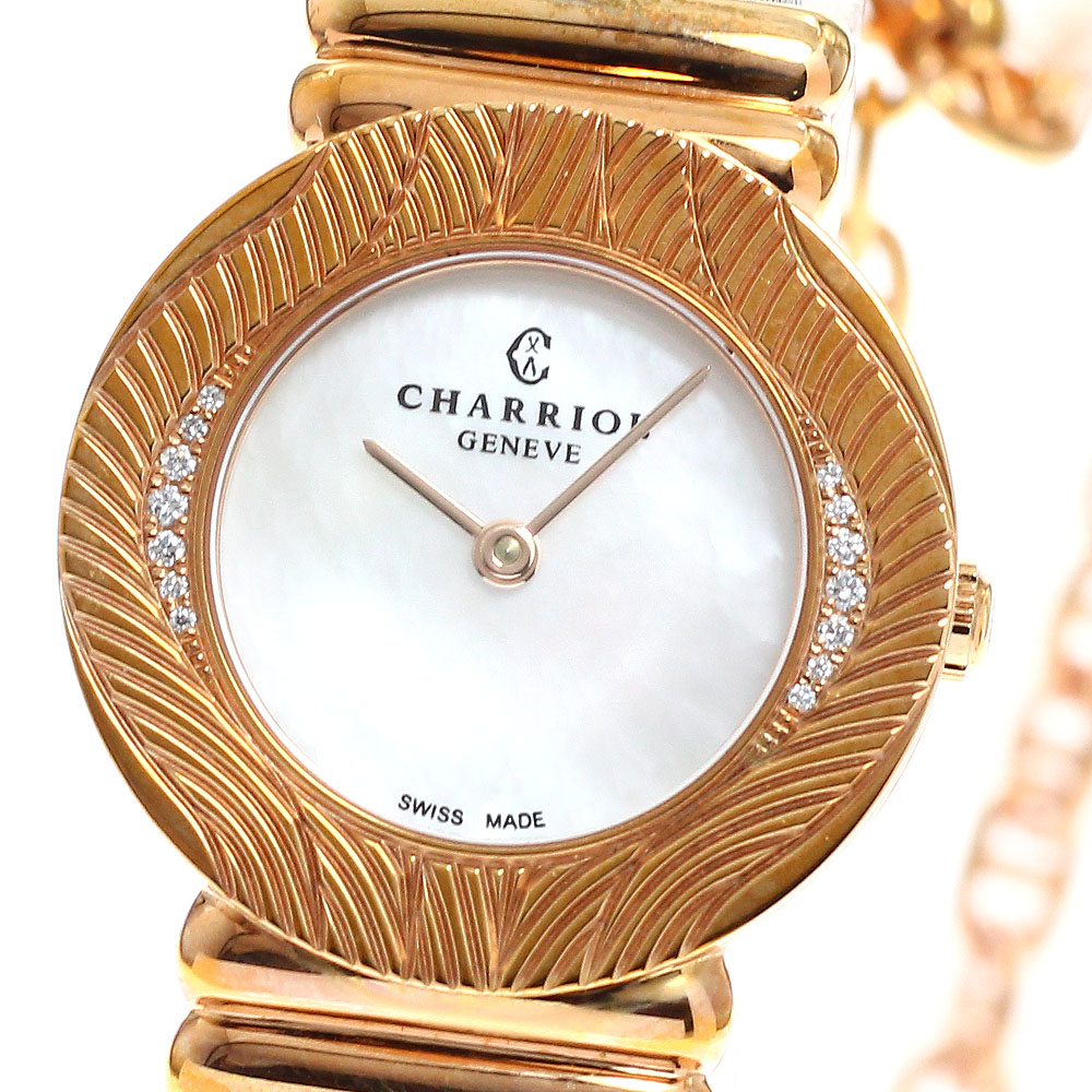 シャリオール CHARRIOL 028KPD.540.552 サントロペ ダイヤモンド ホワイトシェル文字盤 クォーツ レディース 美品 _930150【中古】