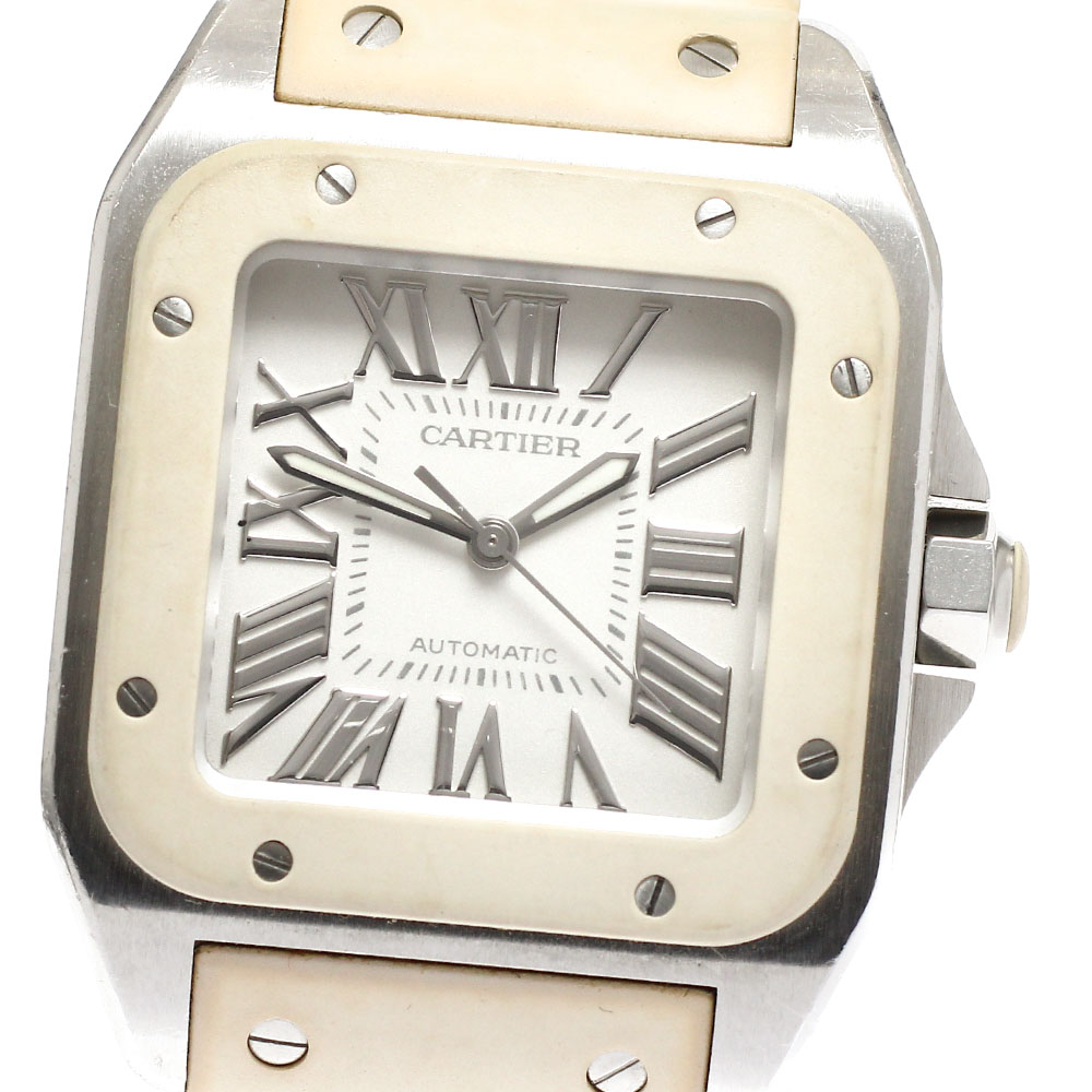 三尺帯訳あり カルティエ CARTIER W20129U2 サントス100 MM 自動小銃一巻き ボーイズ _930862【電子ボルト10】【中古】