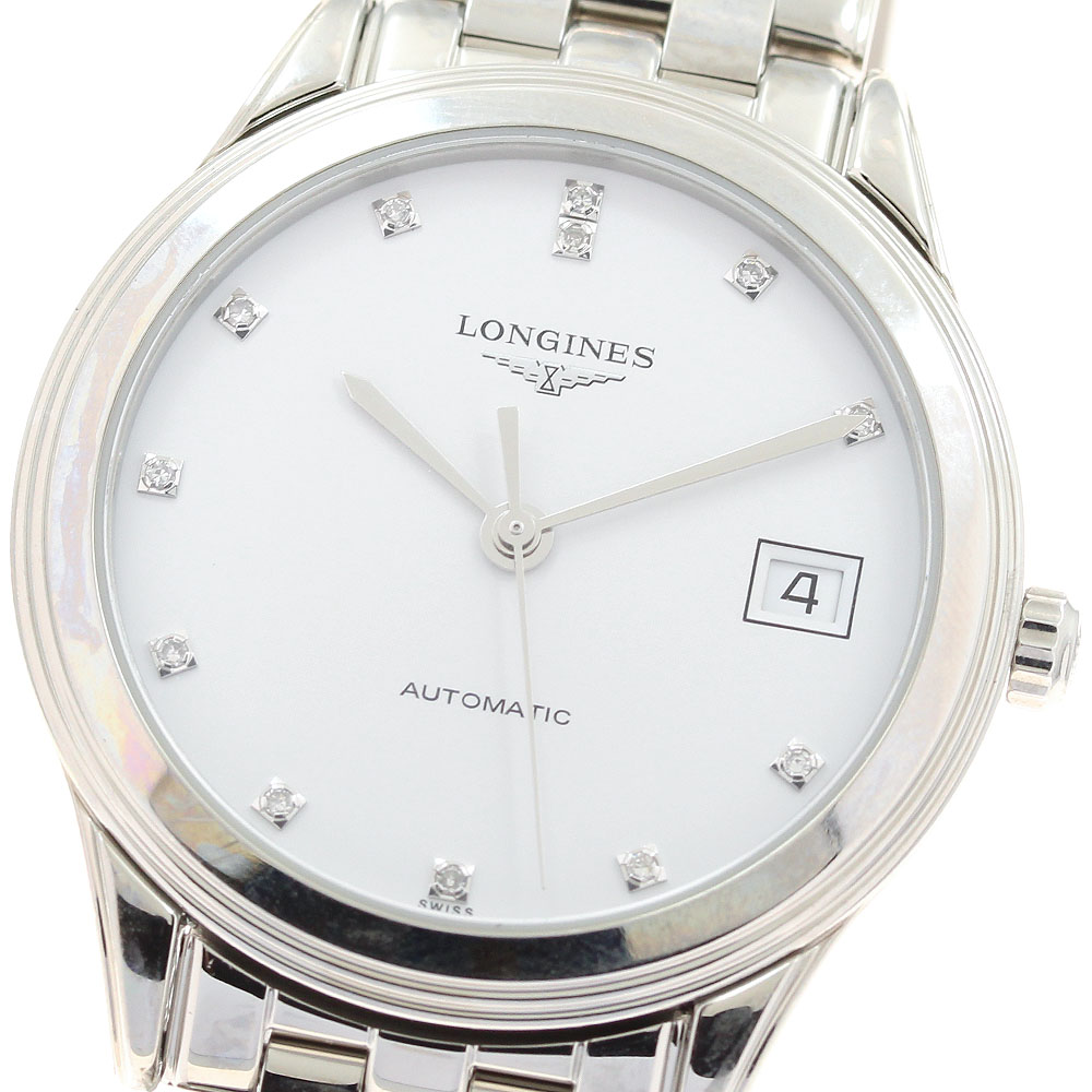 ロンジン LONGINES L4.774.4 フラッグシップ デイト 12P金剛石 自動小銃一巻き メンズ 美品 御墨付き付き添い人_922686【電子ボルト15】【中古】