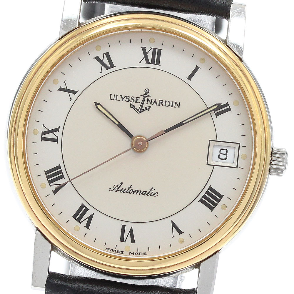 ユリス・ナルダン Ulysse Nardin 133-22 サンシアー デイト ベゼルK18YG 自動小銃一巻き メンズ _930218【中古】