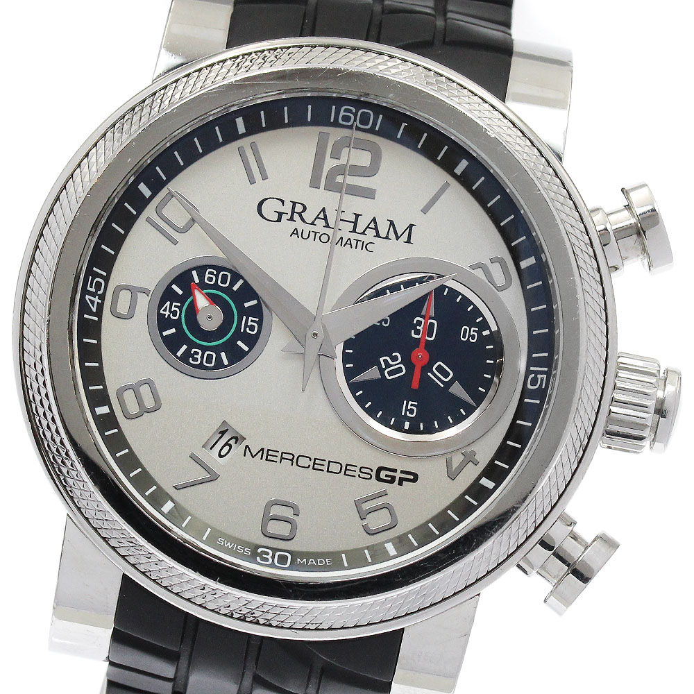 グラハム GRAHAM 2MEAS.S01A しろがね色石ころ メルセデスGP 貨物自動車御師匠さん デイト クロノグラフ 自動小銃一巻き メンズ _931674【電子ボルト15】【中古】