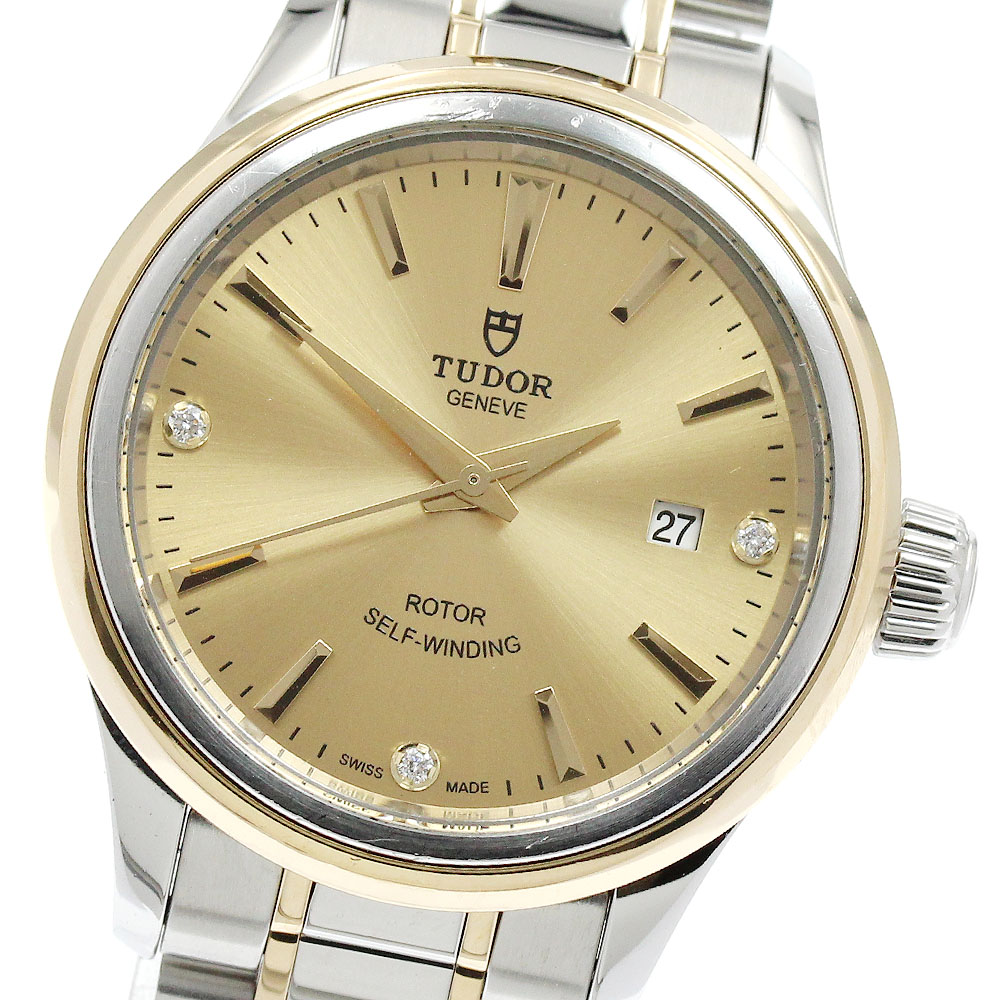 チュードル TUDOR 12103 表現スタイル デイト 3P金剛石 自動小銃一巻き レディース 御墨付き付き添い人_931013【中古】