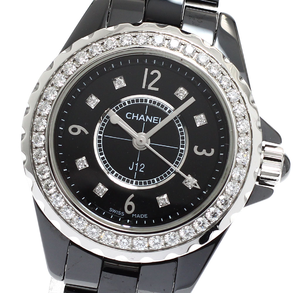 シャネル CHANEL H2571 J12 ダイヤベゼル 8P クォーツ レディース 良品 _932664【中古】