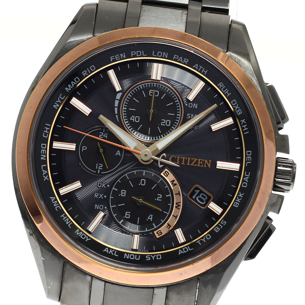 シチズン CITIZEN AT8046-51E/H804-T024131 アテッサ 100周年記念モデル デイト ソーラー電波 メンズ 箱付き_932201【中古】