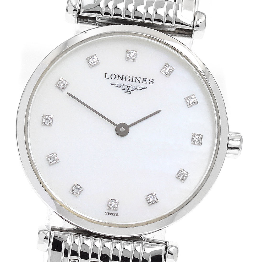 ロンジン LONGINES L4.209.4 ラ グラン 古典派音楽 ドゥ ロンジン 12P金剛石 石英 レディース 御墨付き付き添い人_930677【電子ボルト15】【中古】
