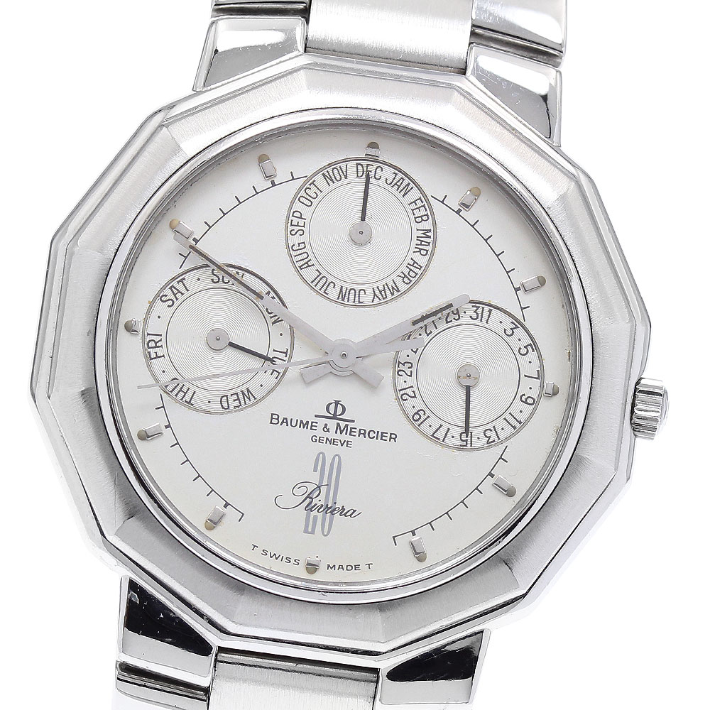 ジャンク ボーム＆メルシェ Baume & Mercier 6131 リビエラ 20周年記念モデル トリプルカレンダー クォーツ メンズ _917389【中古】