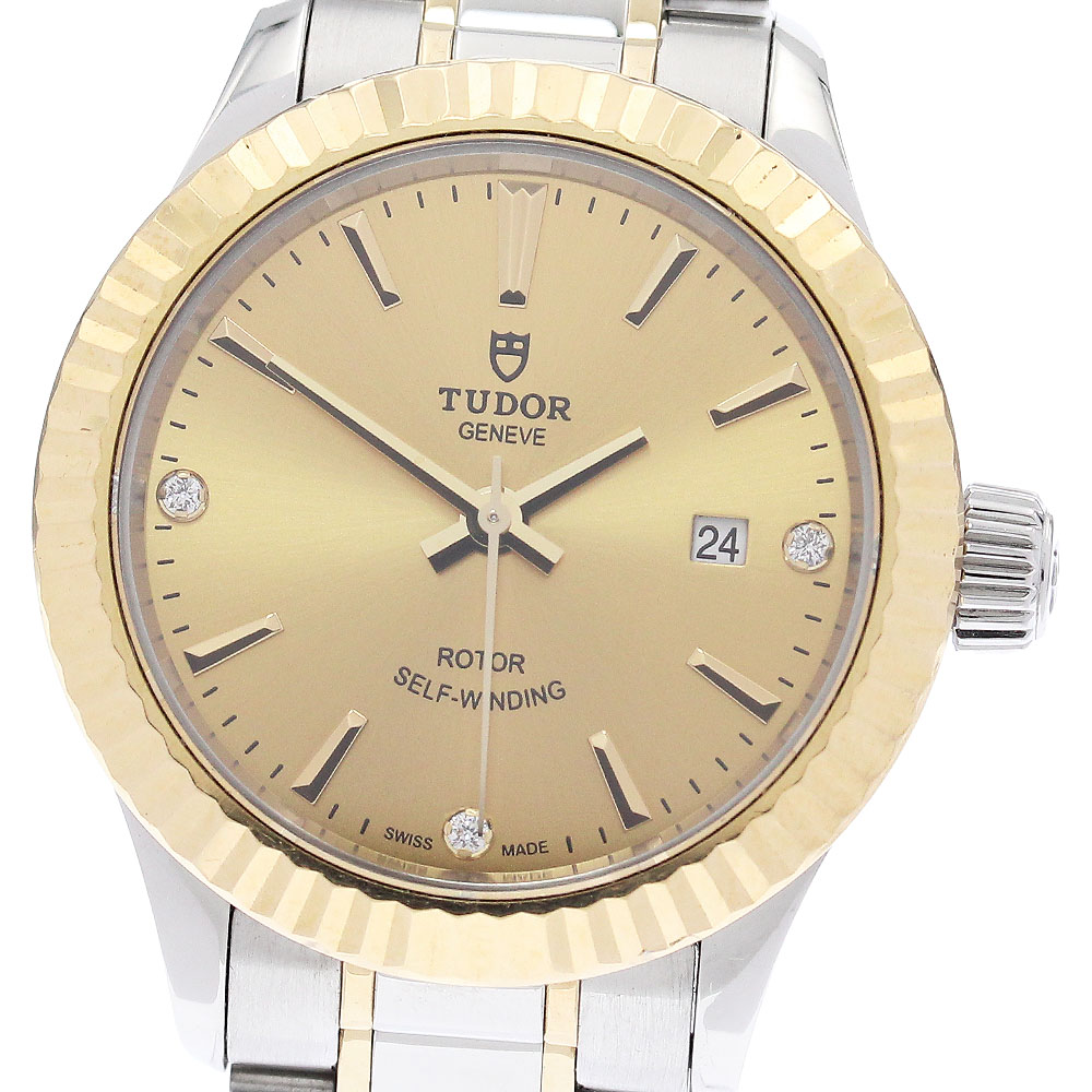 チュードル TUDOR 12113 スタイル デイト 3Pダイヤ 自動巻き レディース 保証書付き_934240【中古】