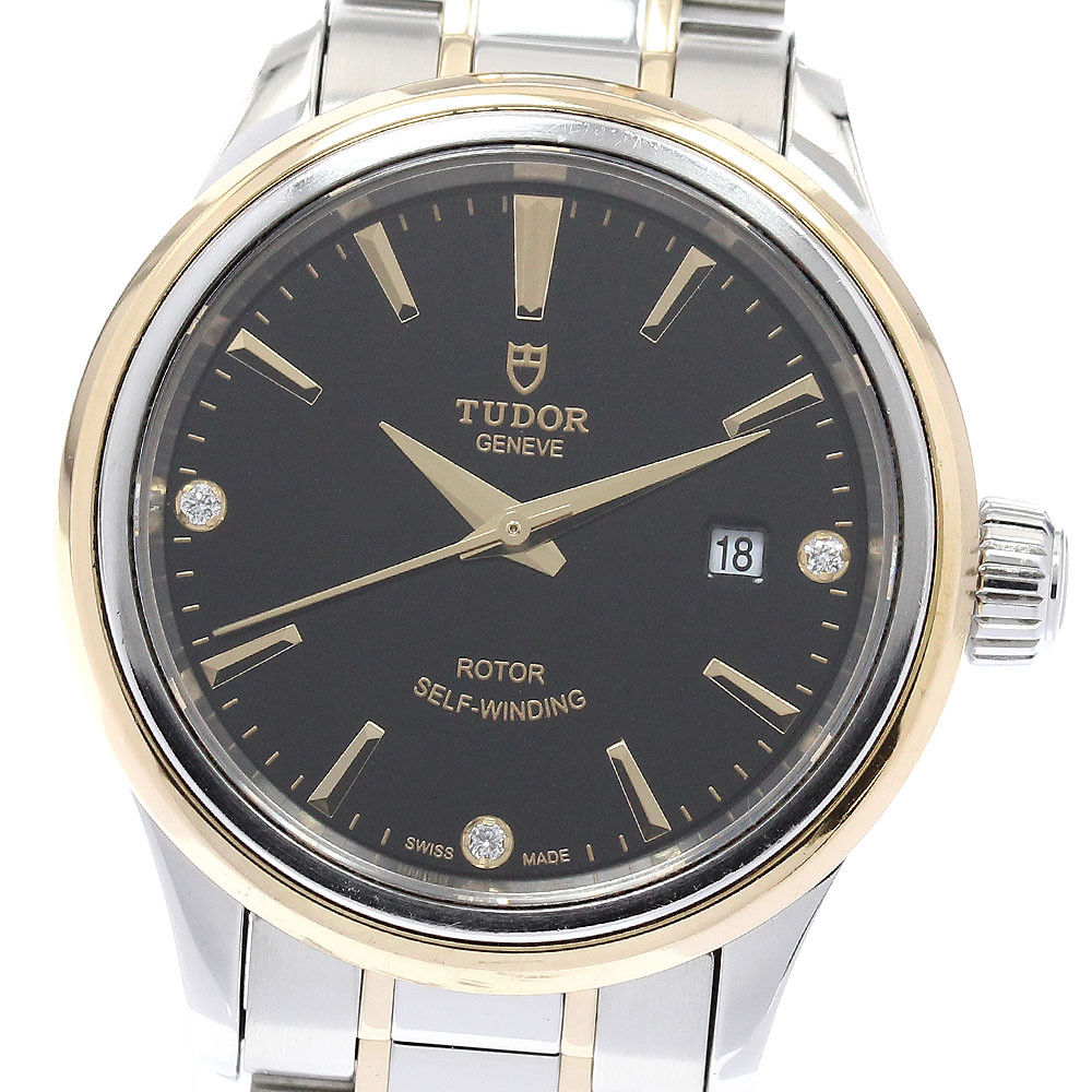 チュードル TUDOR 12103 表現スタイル デイト 3P金剛石 自動小銃一巻き レディース 良品 御墨付き付き添い人_933101【中古】