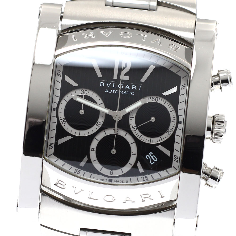 ブル小峡谷 BVLGARI AA48SCH アショーマ クロノグラフ デイト 自動小銃一巻き メンズ _931680【電子ボルト10】【中古】 腕時計-メンズ腕時計