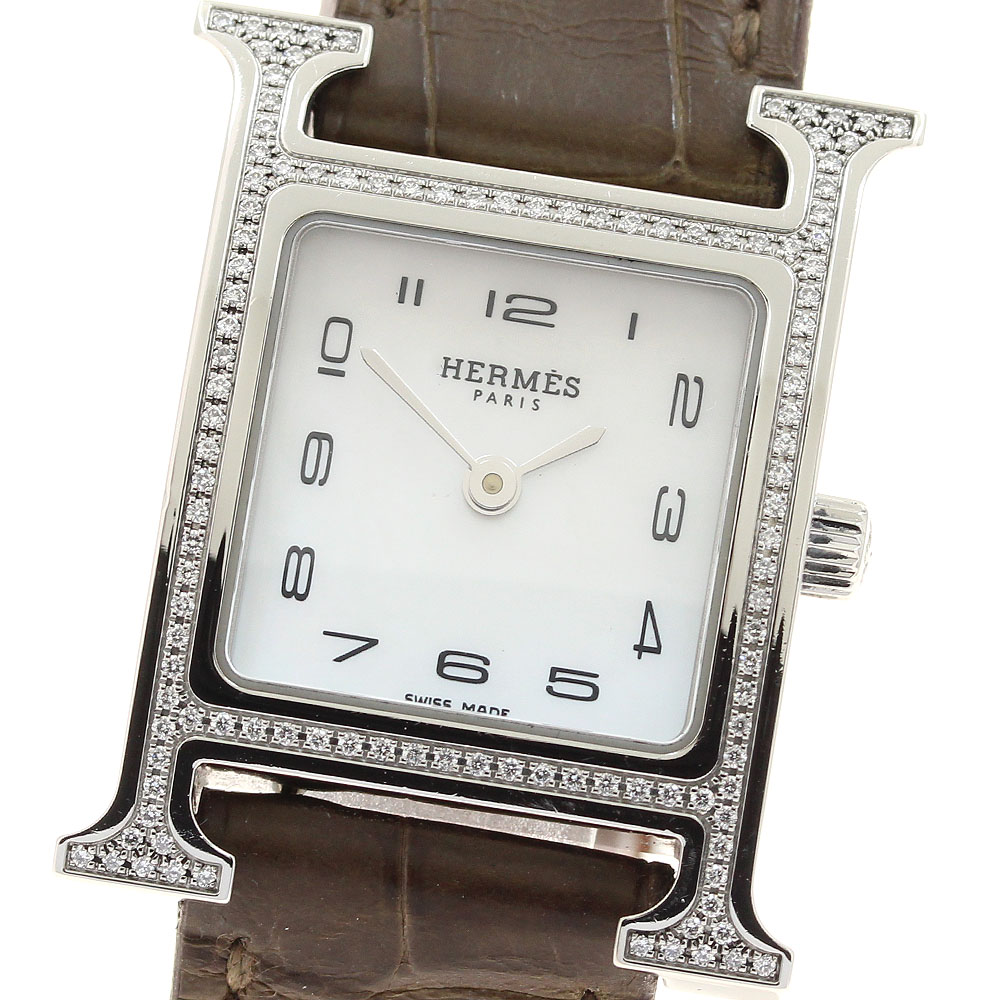 エルメス HERMES HH1.235 Hウォッチ ダイヤベゼル クォーツ レディース _930873【中古】