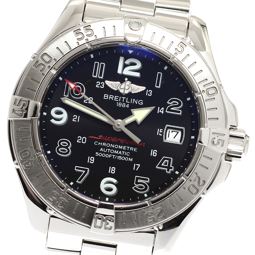 ブライト輪っか BREITLING A17360 百貨店大海原 デイト 自動小銃一巻き メンズ 良品 御墨付き付き添い人_931790【電子ボルト10】【中古】